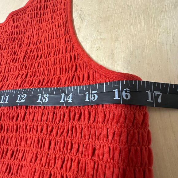 Smocked Bodice Sleeveless Red Midi Dress With Crisscross Back Medium - Picture 6 of 9